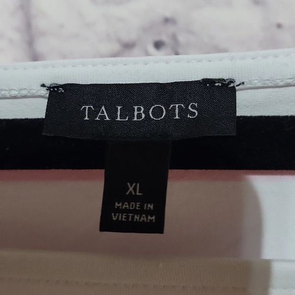 Talbots Pink and White Striped Shirt XL Square Neck - Picture 2 of 5